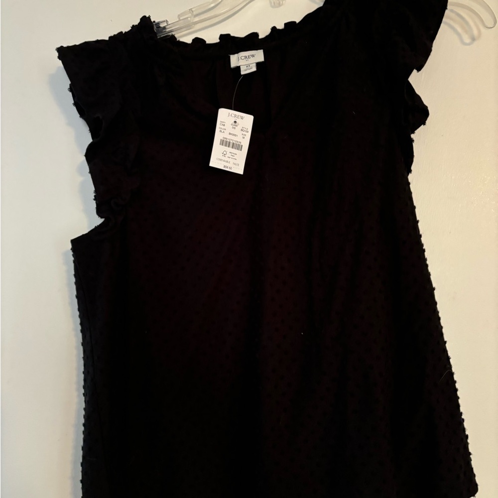 J. Crew Black Sleeveless Ruffled Blouse